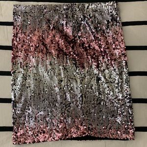 Pink and silver Sequence pencil skirt